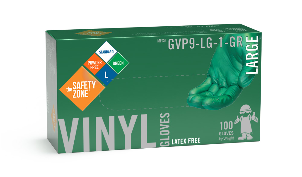 Disposable powder free green vinyl gloves