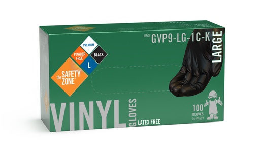 [447642-L] Disposable powder free black vinyl gloves