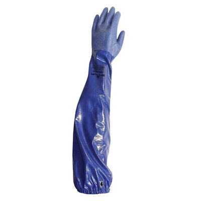 Long blue gloves